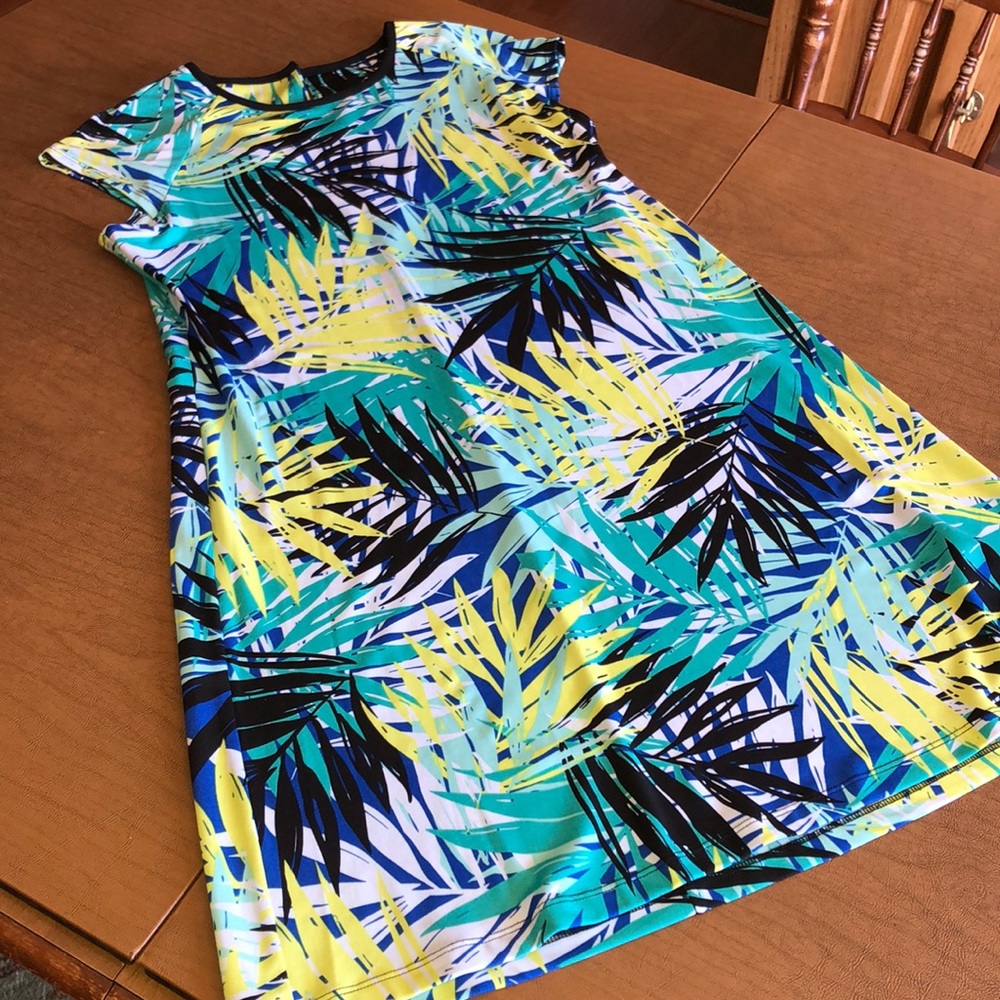 RONNI NICOLE Fern Palm Print Summer Dress M - Picture 1 of 8